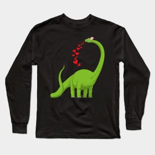 Heart Dinosaur Brachiosaurus Cute Valentine’s Day Long Sleeve T-Shirt